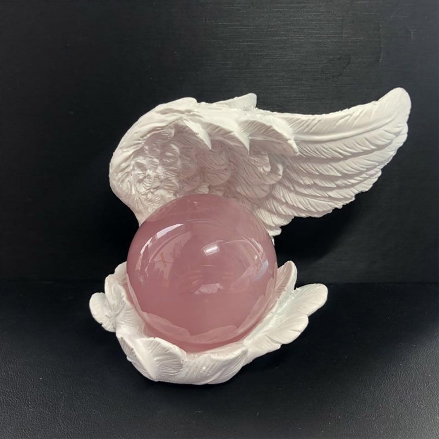 Crystal Ball Display Stand, Resin Jewelry Storage Box Angel Shell Feather Craft Decor Desktop Ornament