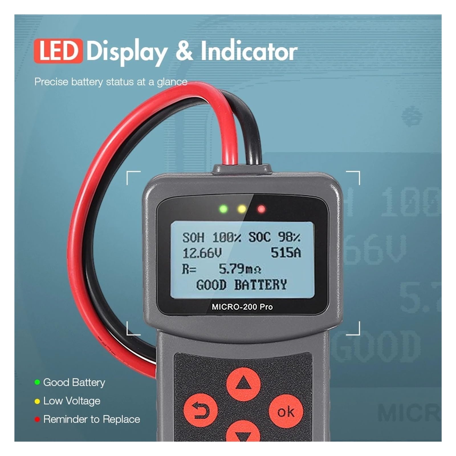 Testeur De Batterie De Capacité De Voiture Numérique 12V 24V 40-2000CCA Analyse De Batterie De Moto Et Outils De Diagnostic Automobile