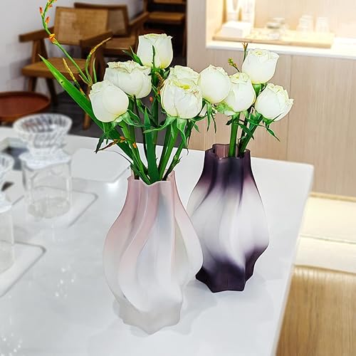 Miniatura 6 de Jarrón moderno de cristal para decoración del hogar, diseño de boca hexagonal, elegante jarrón blanco para centros de mesa, sala de estar,