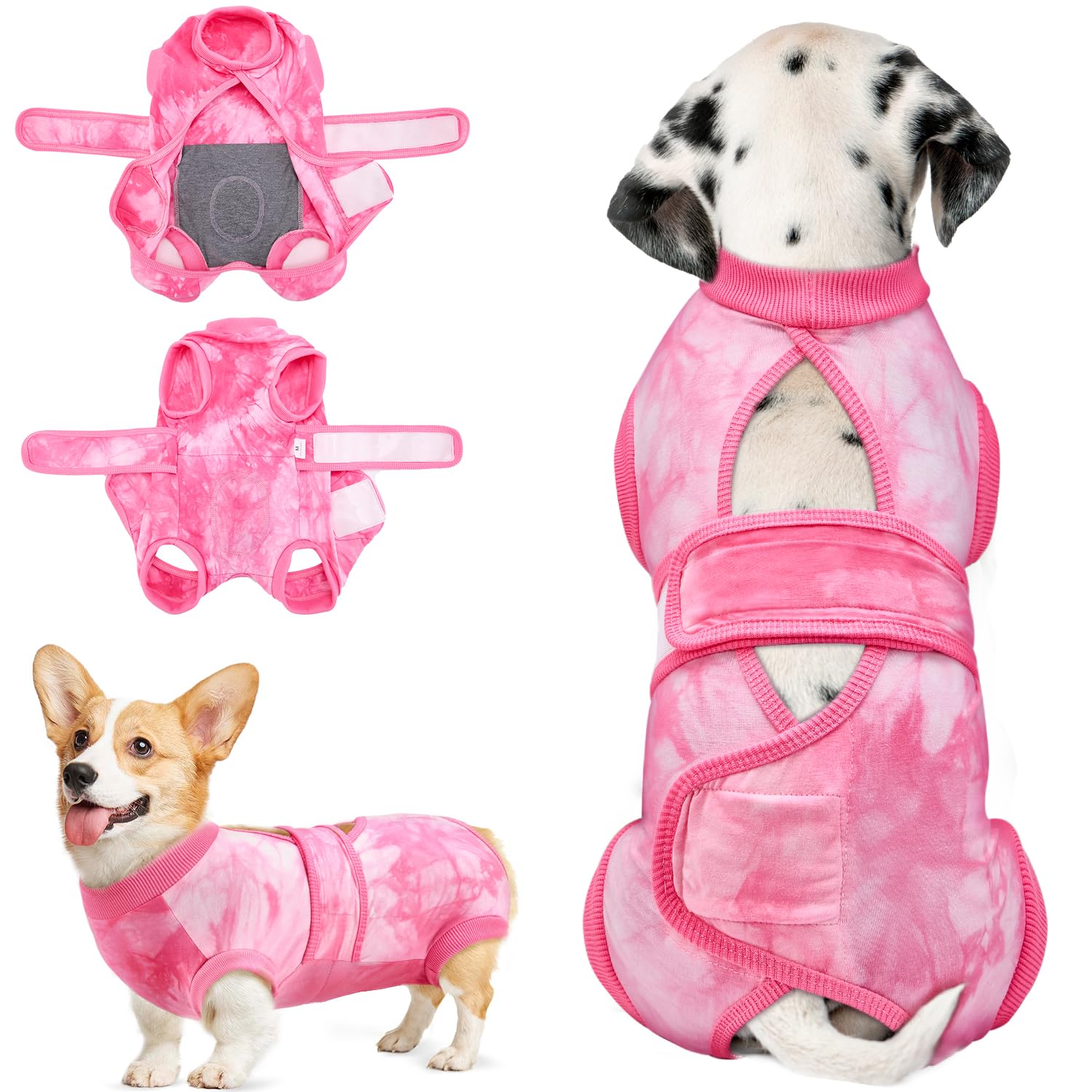 SlowTon Dog Surgery Recovery Suit, Medical Onesie with Open Back Design, Breathable Adjustable Post Surgery Bodysuit