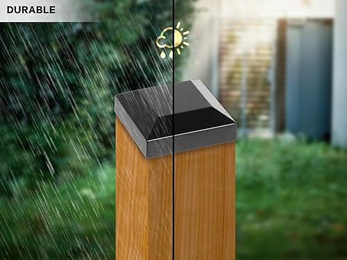 Miniatura 6 de Tapas de aluminio para postes de valla de 2.5 x 2.5 pulgadas, aluminio, metal, madera, buzón, tapa de poste piramidal, ajuste a presión, color negro