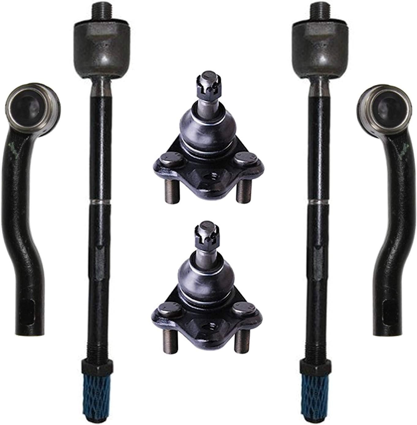 PartsW - 6 Pc Steering Inner Outer Tie Rod Ends Lower Ball Joints Kit Fits TOYOTA COROLLA 2003-2008 All Models