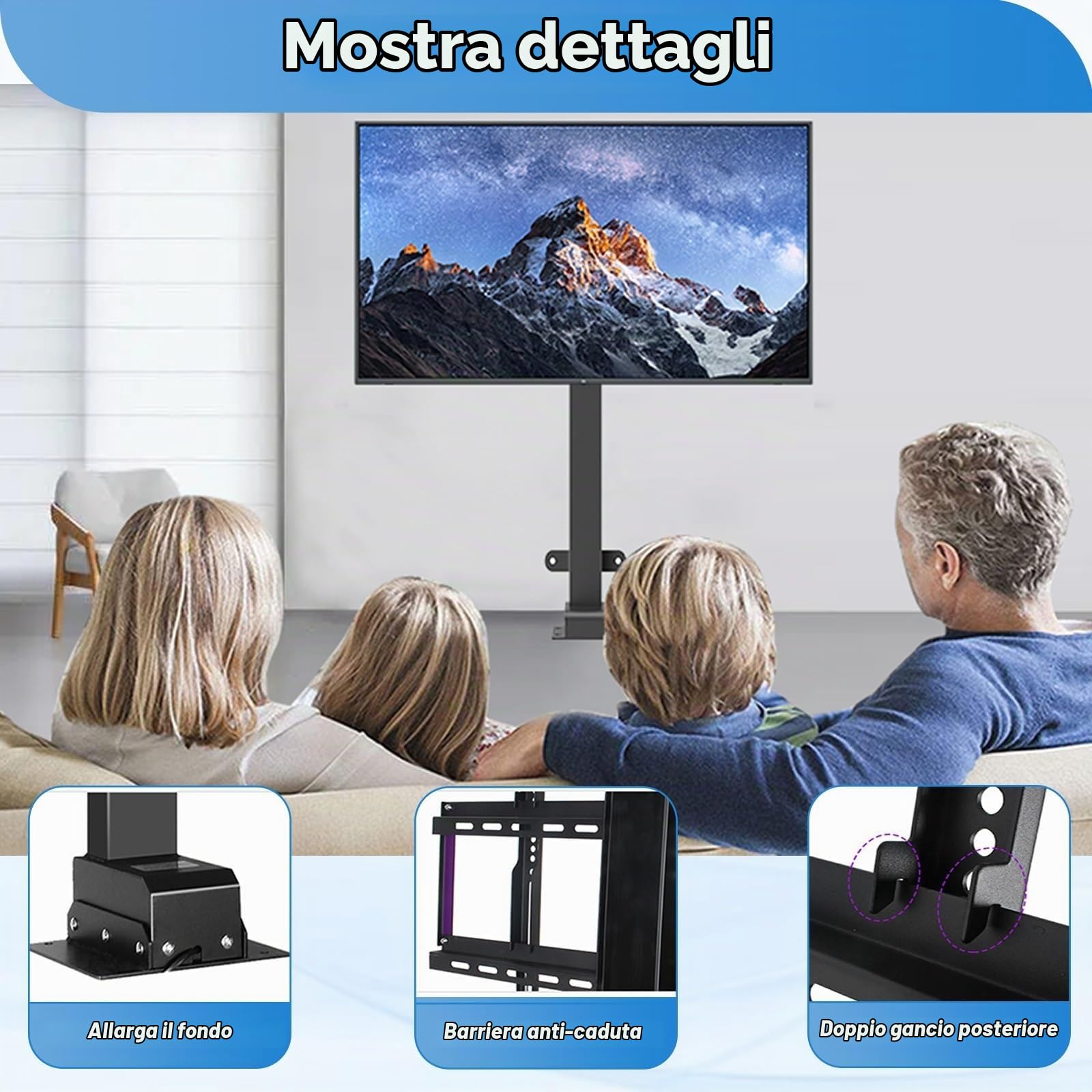 Sollevatore Motorizzato per TV da 26 A 75 Pollici, Supporto TV Motorizzato con Telecomando E Impostazione di Memoria, può Essere Nascosto in Un Mobile
