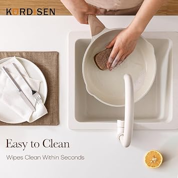 Kordisen Ceramic Nonstick Frying Pan Set with Lid, 3 Piece Induction Ceramic Pans Set, Healthy and Non-Toxic, PFOA & PFAS Free (24/28/32cm)