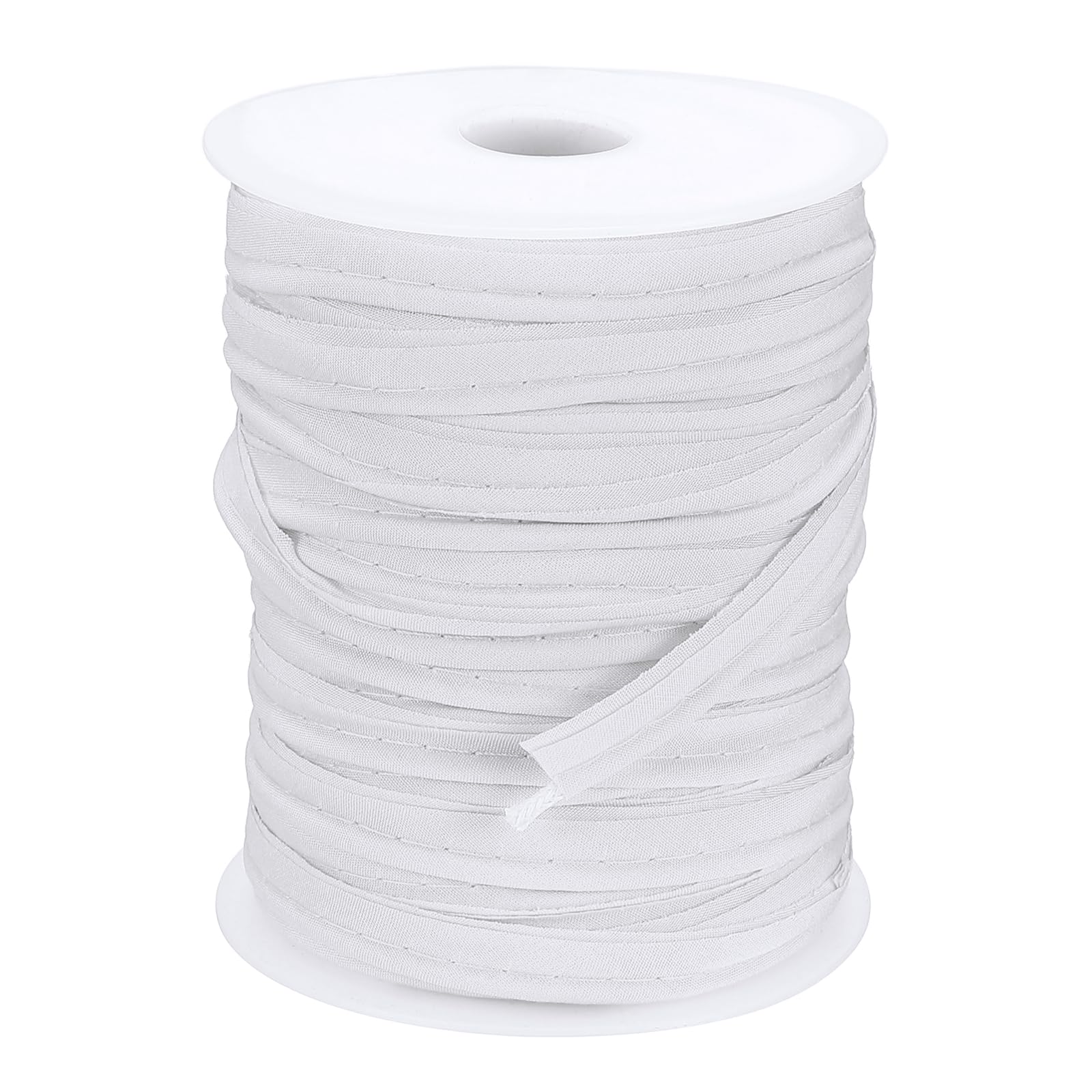 sourcing map Piping Trim Bias Tape, 3/8 Inch 50 Yards Cotton Folding Binding Tape with Welting Cord, Decorative Sewing Trim for Home Decor Sewing DIY Crafting Clothing Fabric Edge, White