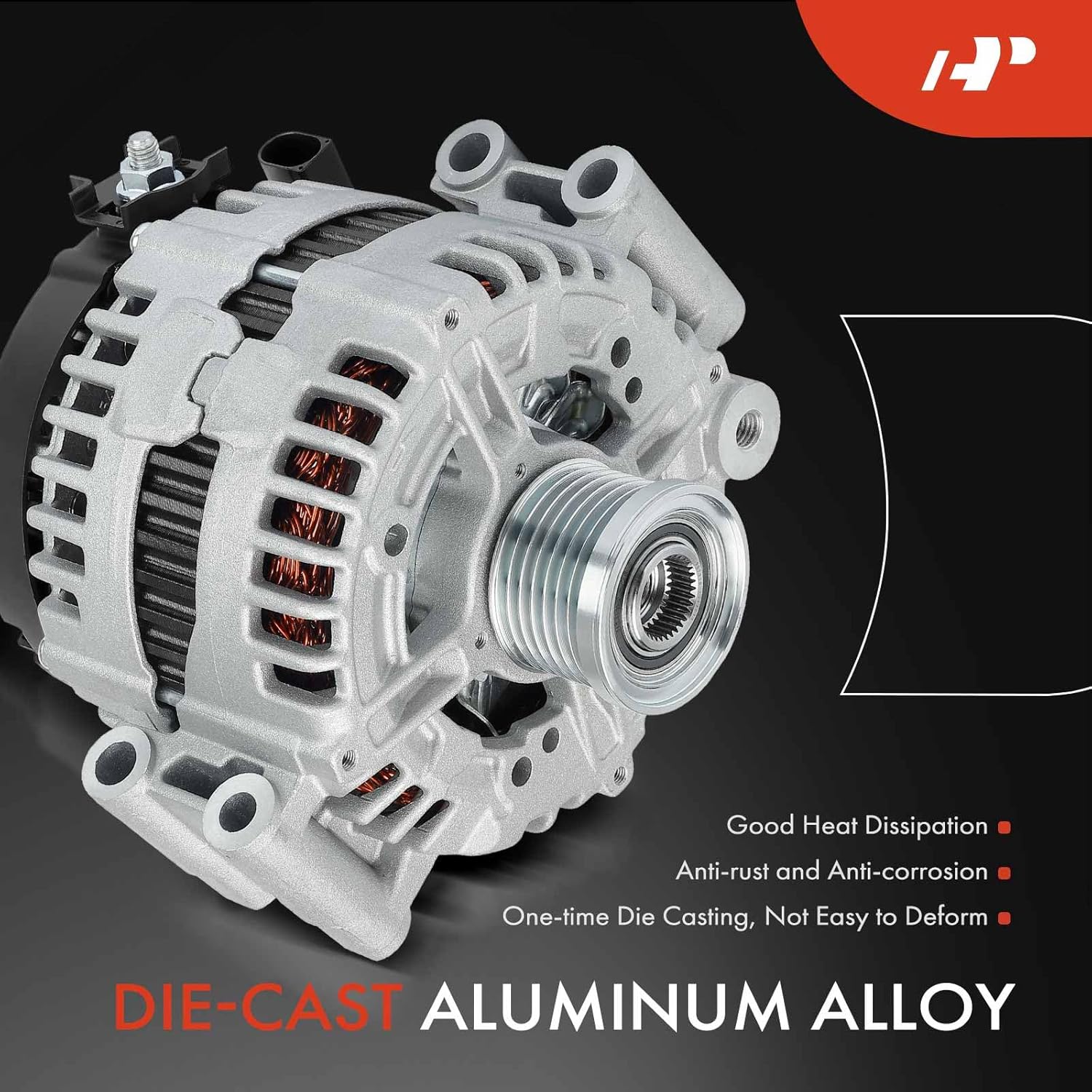 A-Premium Alternator Compatible with BMW E70 Series X5 2007 2008 2009 2010 3.0L, 12V 183A 7-Groove Clutch Pulley Clockwise, Replace# 0121715018, 0121715118