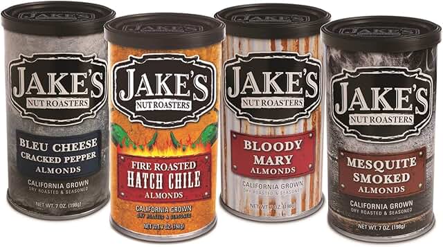Jake's Nut Roasters - Savory Mixed Pack of Almonds (4 Pack) Whole Dry Ro...