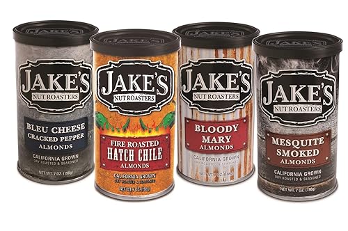 Jakes Nut Roasters - Sabroso paquete mixto de almendras paquete de 4 paquete variado de almendras sazonadas tostadas enteras y secas incluye sabores