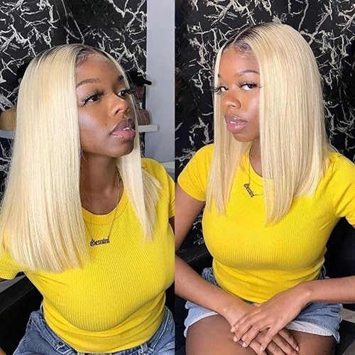 Miniatura 2 de Ali Pearl Peluca rubia 1B613 Bob peluca recta corta de encaje frontal Bob peluca 13x4 Bob peluca para mujeres negras, densidad del 180% pre