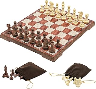 Moniss Jogo de Xadrez Magnético Tabuleiro de Xadrez de Plástico Dobrável com Saco de zenamento Tabuleiro Leve para Viagem Brinquedos Educativos Jogo de Salão Brinquedo Portátil para Pais e Filhos Ao Ar Livre