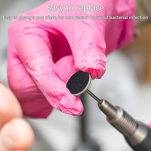 Miniatura 3 de Discos de papel de lija con broca de metal para uñas, disco de lijado de pedicura, 100 unidades de discos de papel de lija de 0.984 in, discos de