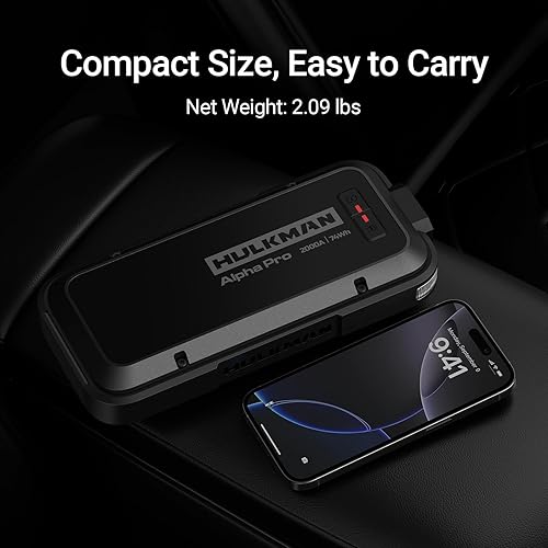 Miniatura 8 de Hulkman Alpha Pro 2000A - Arrancador de batería de coche de alta capacidad de 74 Wh, carga rápida PD65W de entrada y salida rápida, pantalla