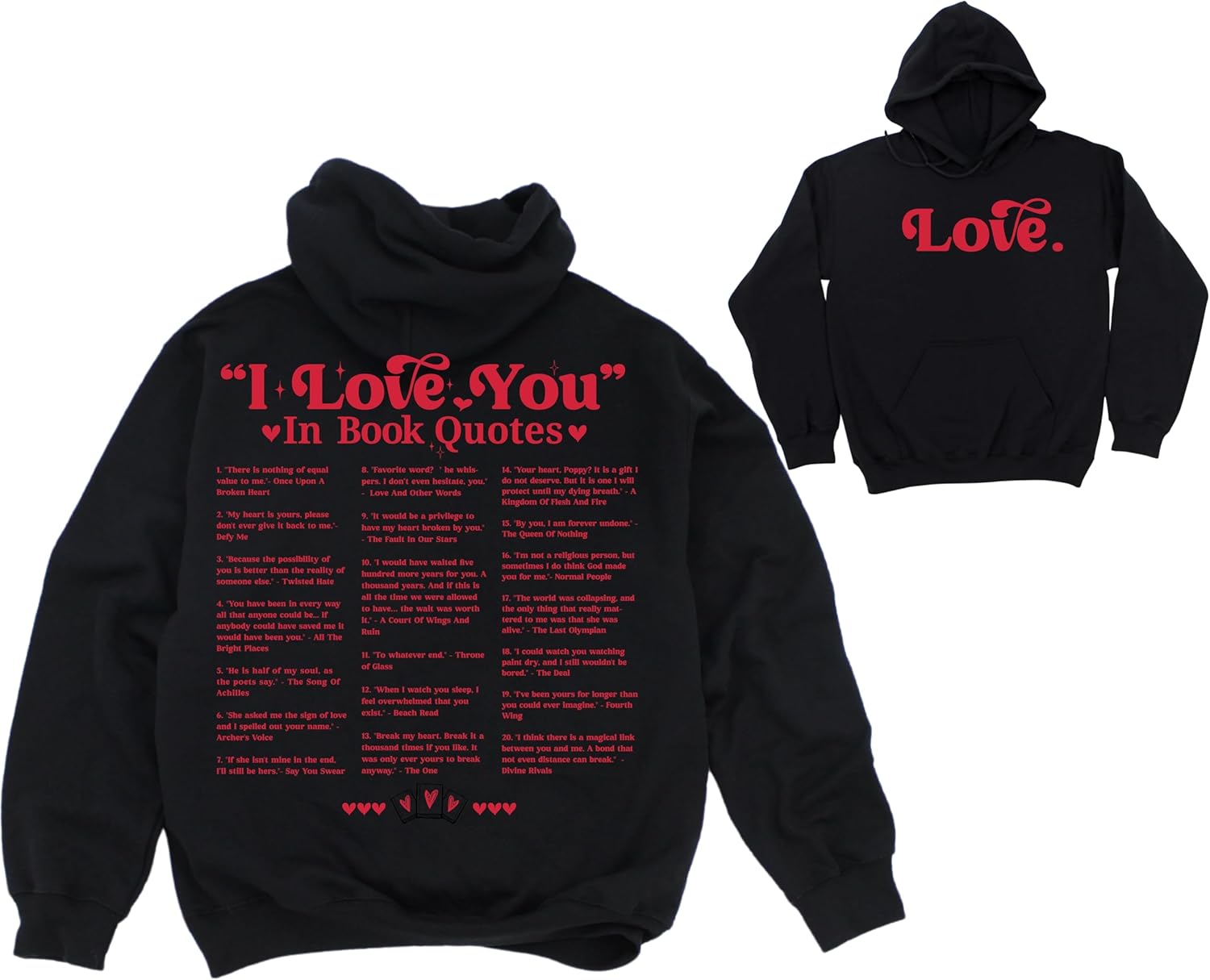 moonloom I Love You in Book Quotes Hoodie, Different Ways to Say I Love You Sweatshirt, Valentine’s Day Gifts for Book Lovers