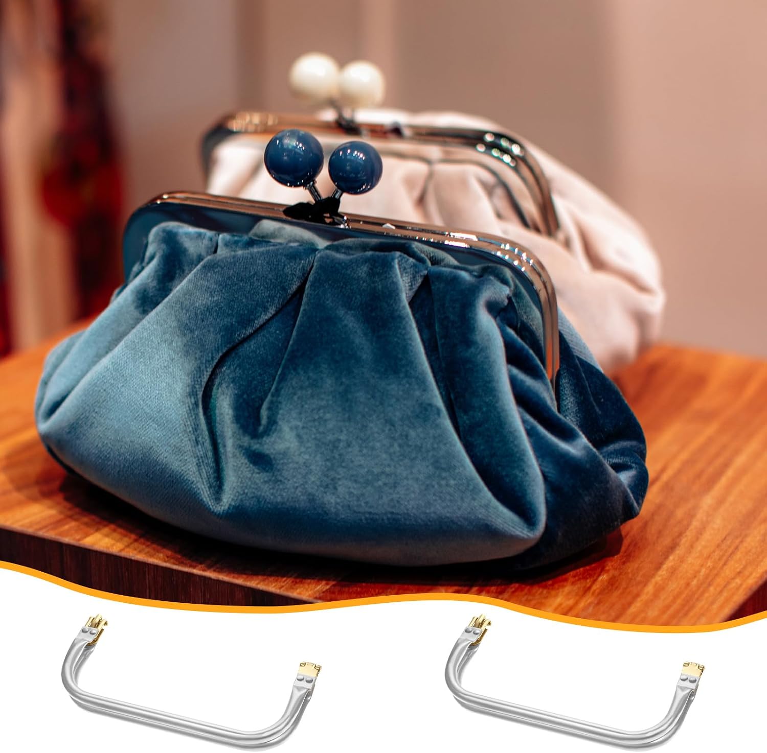 2PCS 10" Metal Purse Frames for Bag Making Clutch Purse Frame Rectangle Lock Frame Kiss Lock U-Shaped Bags Handle Purses Hardware Inner Kiss Clasp DIY Bag Clasps for Handle Bags Making Sewing Crafts