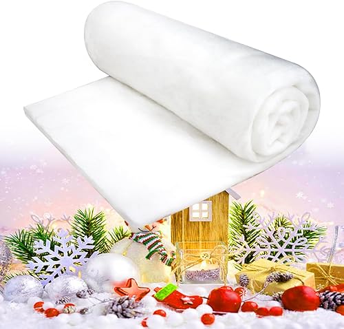 iSamzan Manta de nieve falsa de Navidad, 2.62 x 7.87 pies, nieve artificial suave y esponjosa para decoración de árbol de Navidad, accesorios de