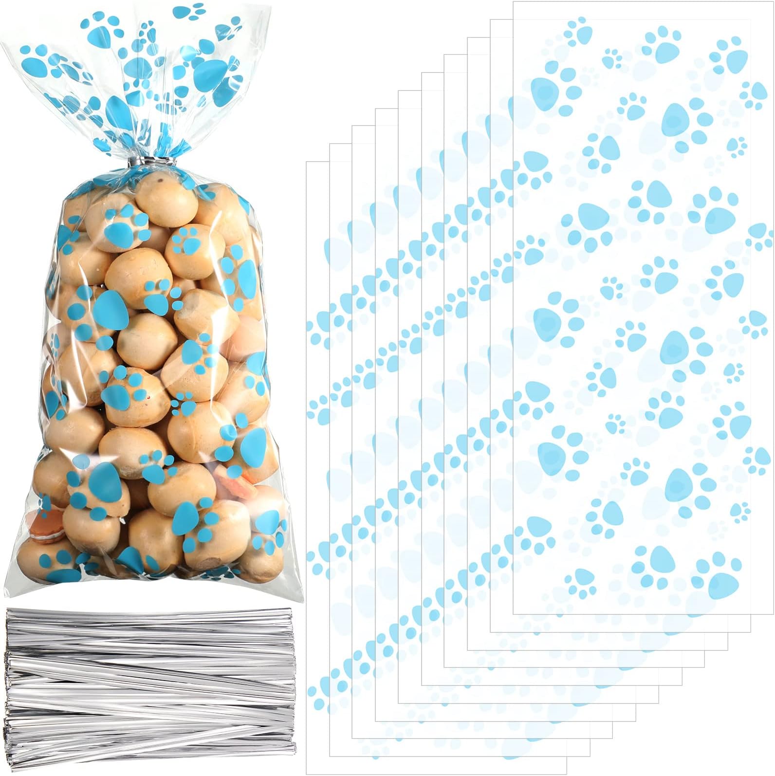 100 Pieces Dog Paw Bone Print Treat Bags Puppy Dogs