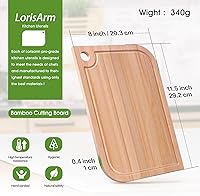 Vista 3 de LorisArm Tabla de cortar de madera de bambú pequeña de 11.5 x 8 pulgadas, tabla de cortar frutas de madera ligera para el hogar.