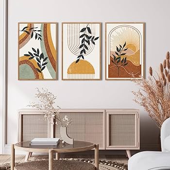 Amazon.com: AUIAU Framed Boho Canvas Wall Art Mid Century