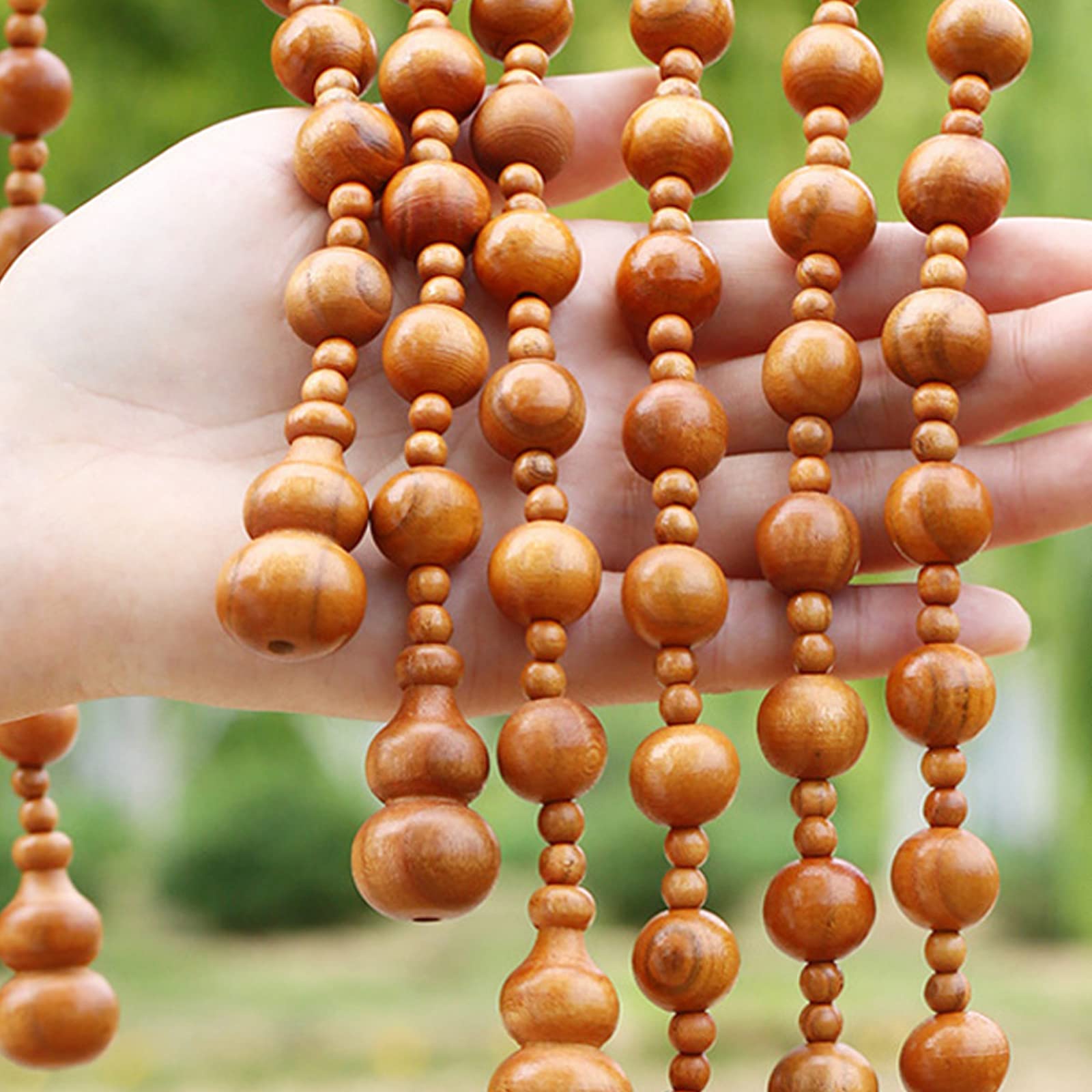 Rideau De Perles en Bois,Cloisons Placards Rideaux,Rideaux de Perles Faits à La Main,Écran de Rideau de Porte de Style Rétro,Facile à Installer,Personnalisable (21 Strands-60x125cm)