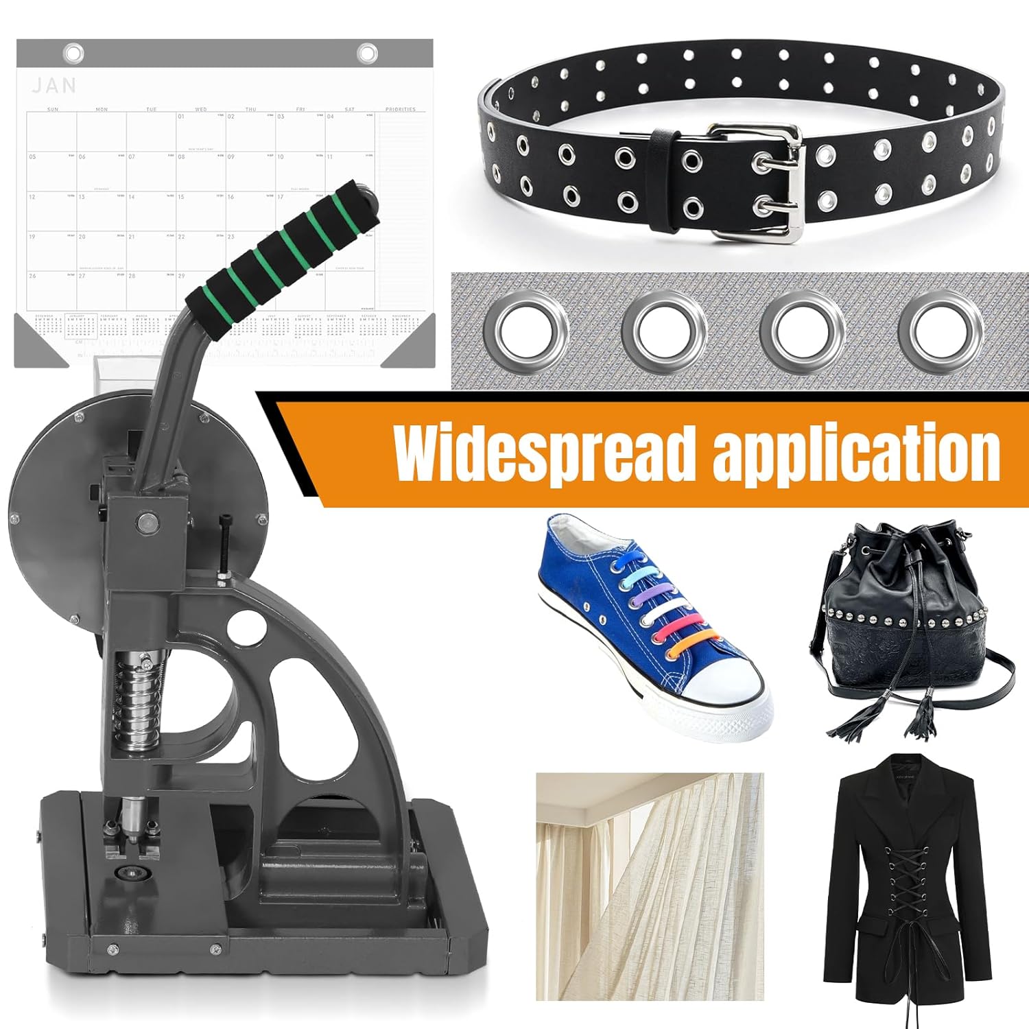 Semi-Automatic 8mm Banner Tarpaulin Eyelet Press Punching Machine Banner Tarpaulin Eyelet Press for Fabric Leather Banners DIY Projects, Display Stand Grommets and Foam Board ShoeBuckle