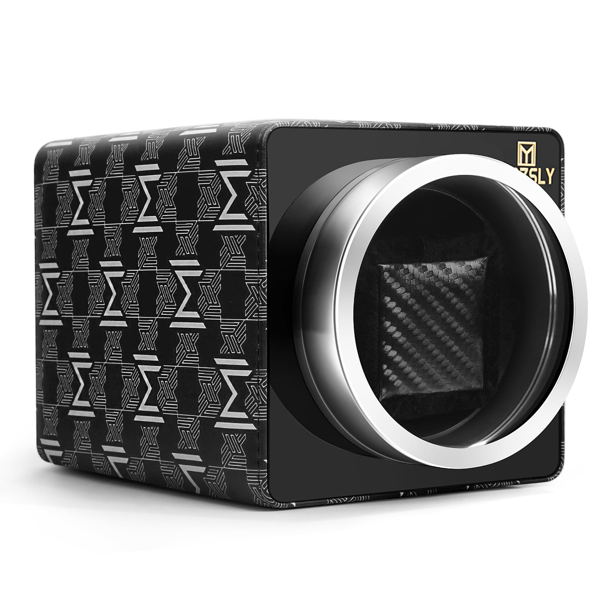 MOZSLY Watch Winder for Automatic Watches Slef Winding Box with Quiet Motor 12 Rotation Mode Setting Leather Black