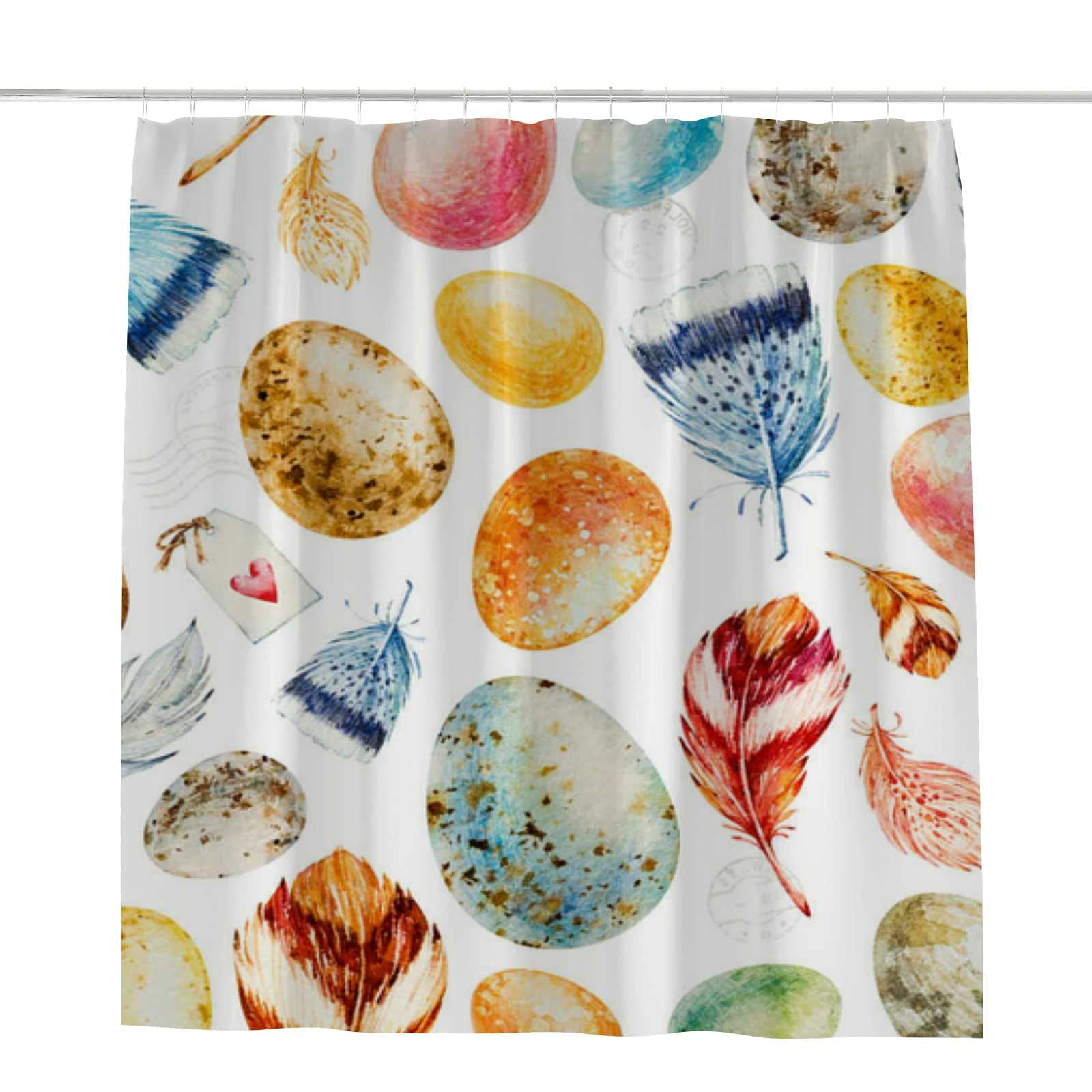 Rideau de douche imperméable avec crochets en C 168 x 183 cm
