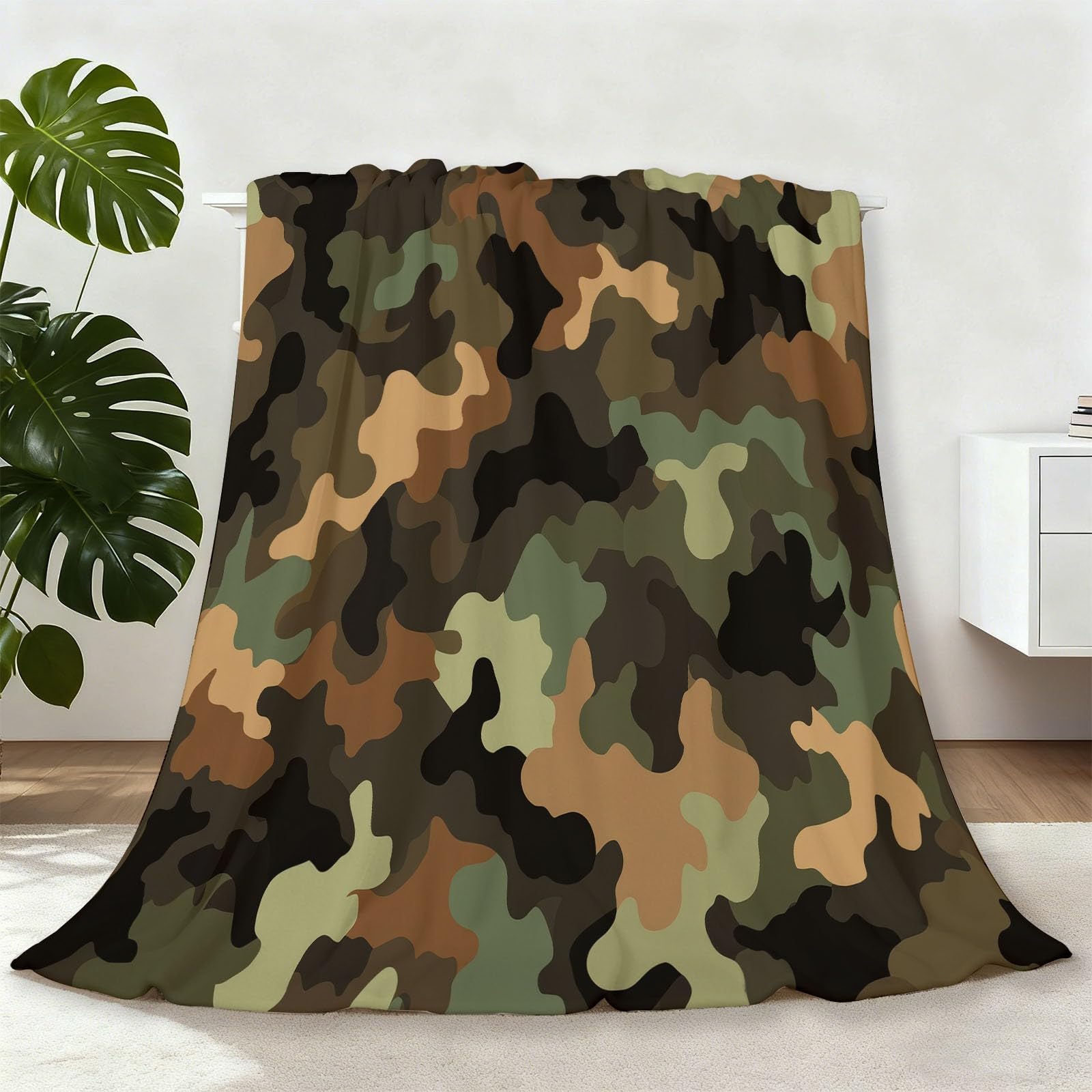 Couverture lit camouflage contre le froid plaid flanelle ultra doux 220 x 240 cm