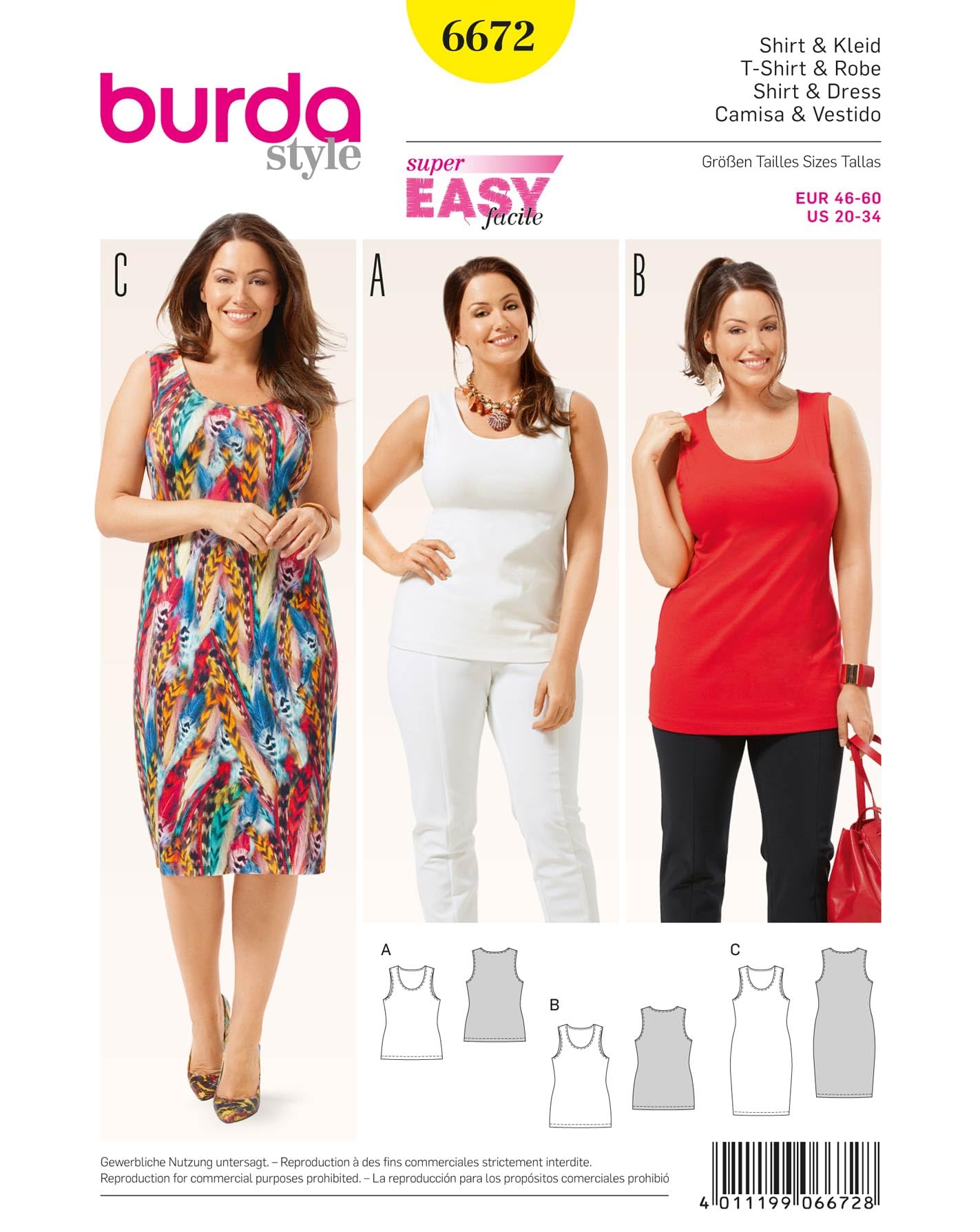 Burda Style Sewing Pattern B6672 Misses' Shirt and Dress