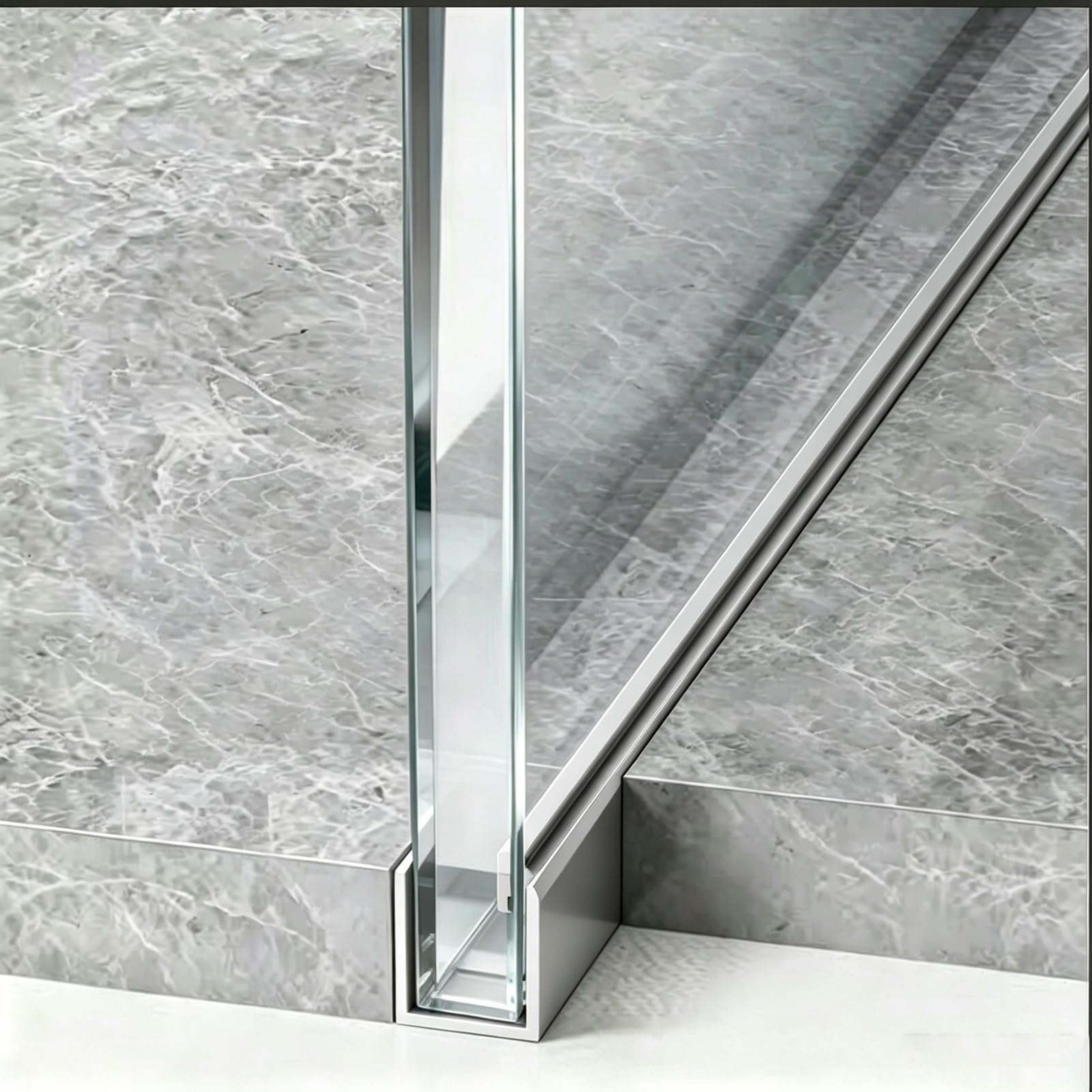 Profilé en U pour verre de douche italienne moderne, finition silver élégante