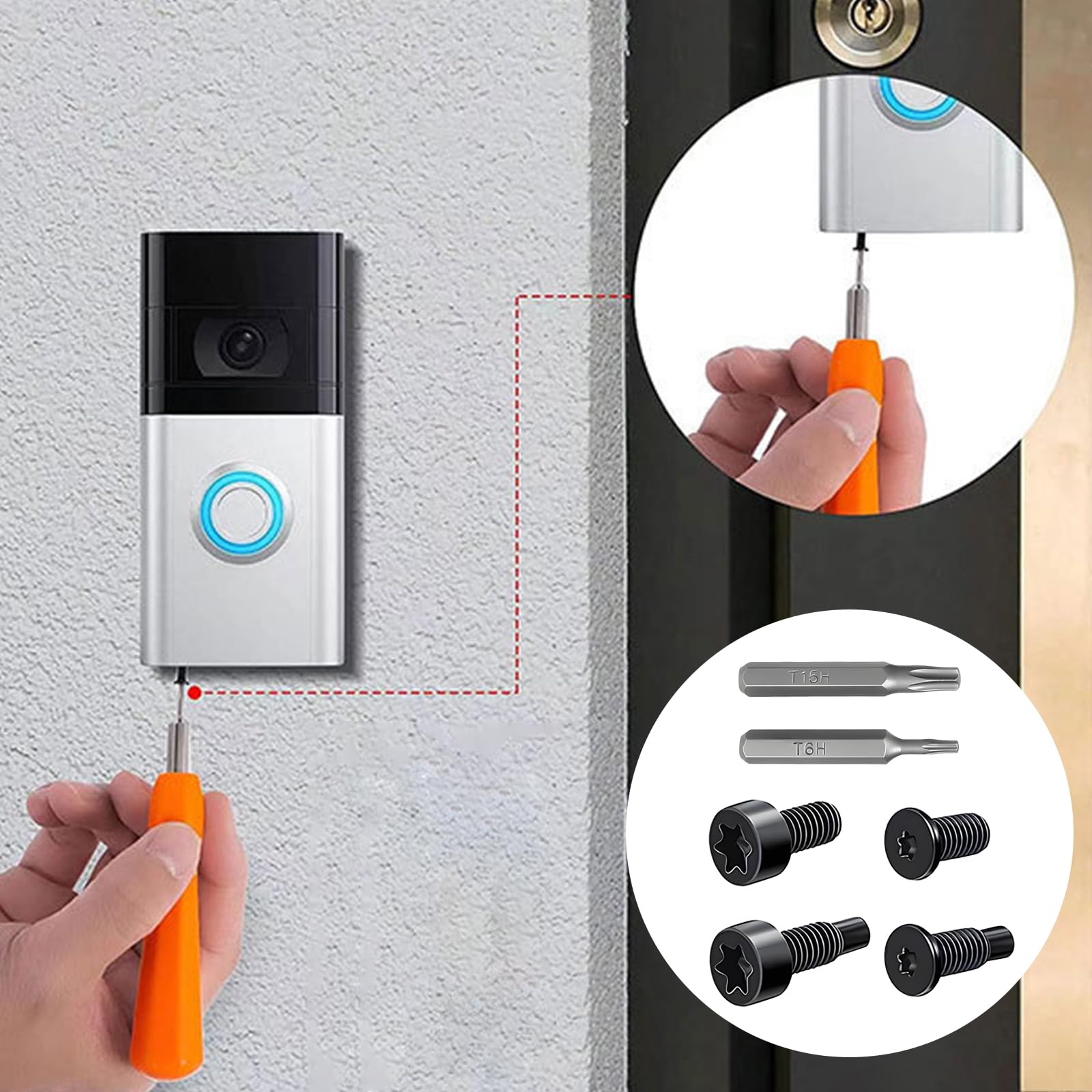 40 Pièces Vis de Rechange pour Sonnette de Porte avec Tournevis, Vis T5, T16 de Rechange Intelligentes, Vis de Sécurité Compatibles avec Sonnette Vidéo, Sonnette Vidéo 2 et Vis à Anneau Pro