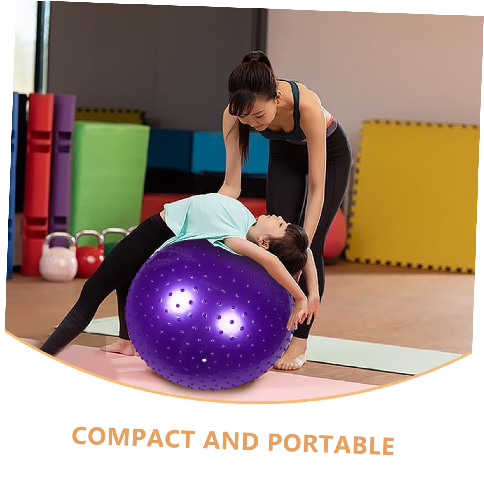 ibasenice Pelota de Yoga Púas Antiexplosión 65 Cm, 900 G, Material Antideslizante, Pelota de Masaje Sensorial para Entrenamiento Táctil y Estabilidad, Adecuado para Niños y Adultos