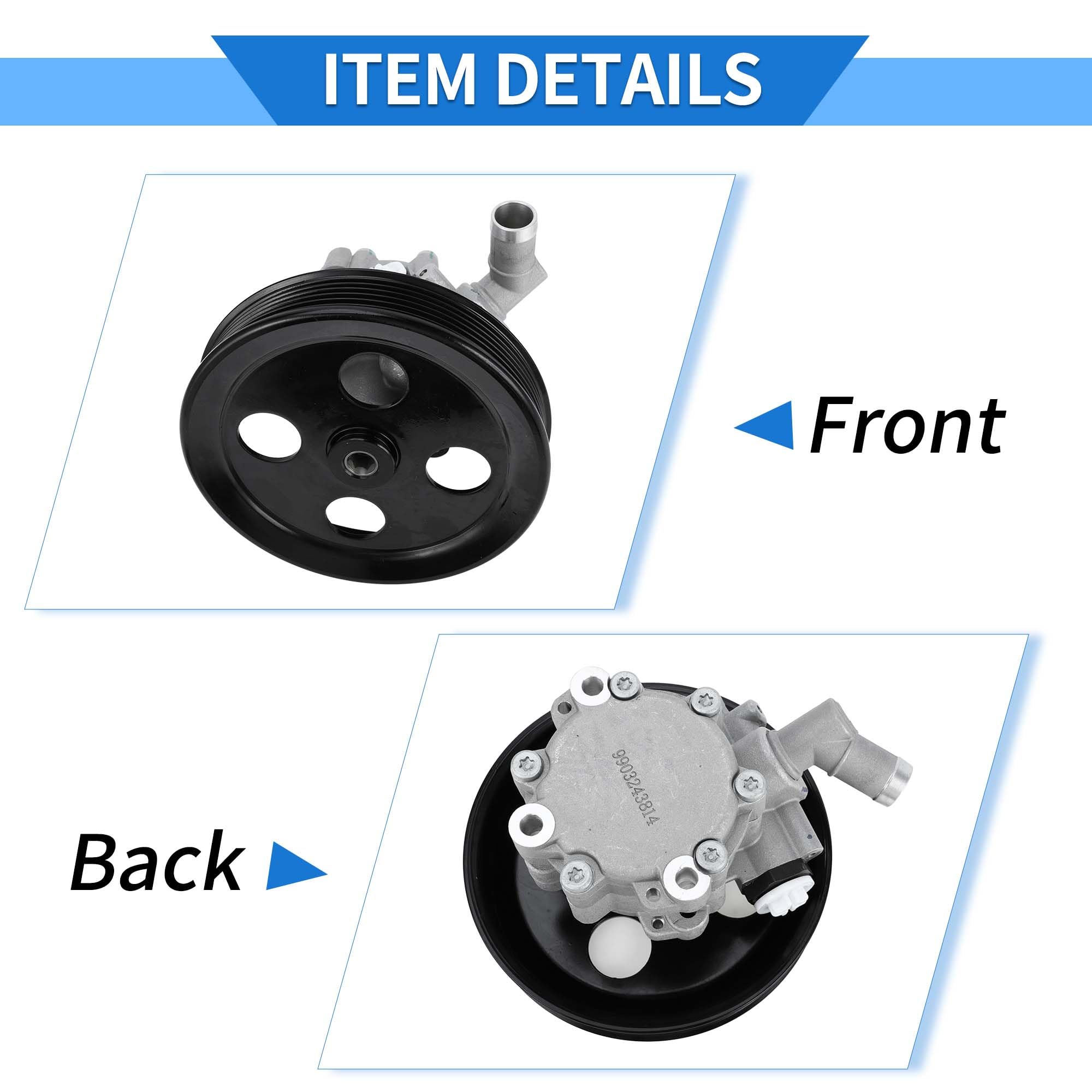 Bomba De Dirección Asistida Para Jeep Wrangler Jk 3.8L 07-11 1Pc | Plateado Y Negro, Aleación De Aluminio, Número Oe 52059899Ae/53032956Aa, Para Jeep Wrangler (Jk) 3.8L