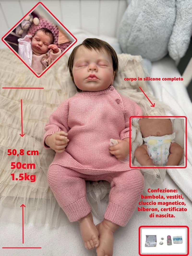 Bambole Reborn Femmina Vere Silicone Bambola Originali 50cm Toddler | 20pollici Maschio Che sembrano bambolotti realistica