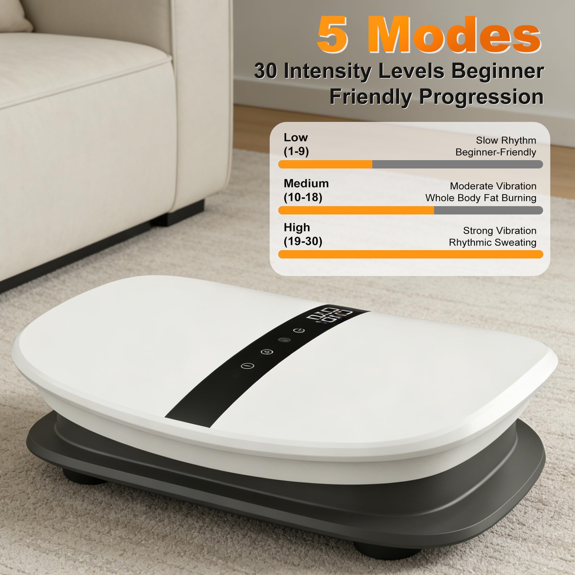 Vibrationsplatte, Fettverbrennung&Muskelaufbau, Ganzkörper-Vibration, Integrierter Bluetooth-Lautsprecher, 30 einstellbare Geschwindigkeiten, leiser Motor, Rüttelplatte für Frauen & Männer, 120KG