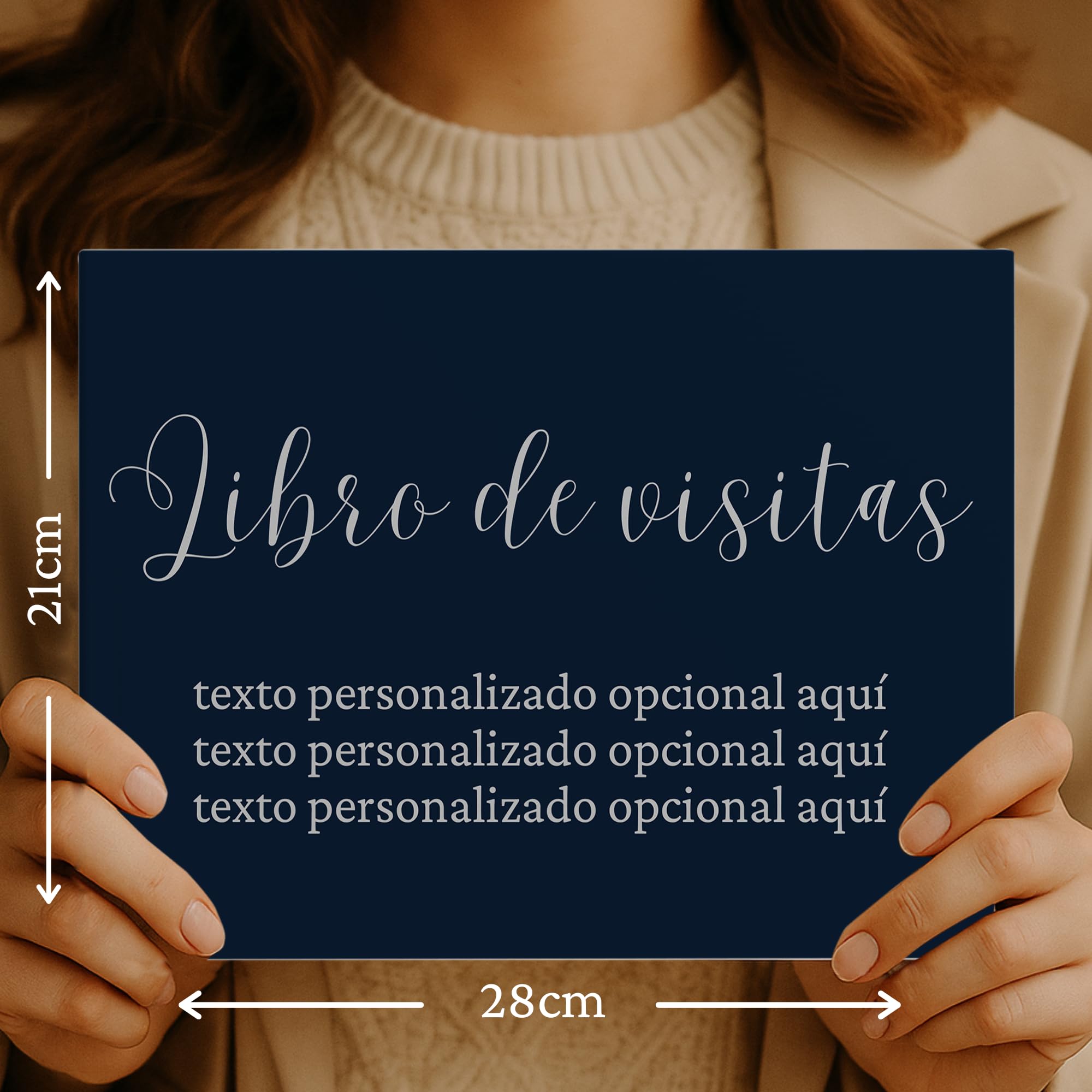 Libro de visitas personalizado – Libro de firmas para boda, cumpleaños y comunión (azul marino)