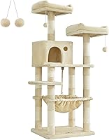 Vista 16 de FEANDREA Cat Tree, Cat Tower for Indoor Cats, 56.3-Inch Cat Condo with Scratching Posts, Hammock, Plush Perch, Smoky Gray UPCT15GYZ
