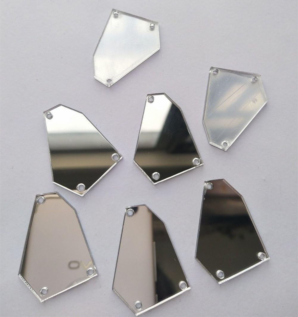 30PCS of Sew On Acrylic Irregular Mirror,DIY Mirrored Rhinestones for Costume Evening Dresses Cloth Garment Accessory 35MM (Silver)