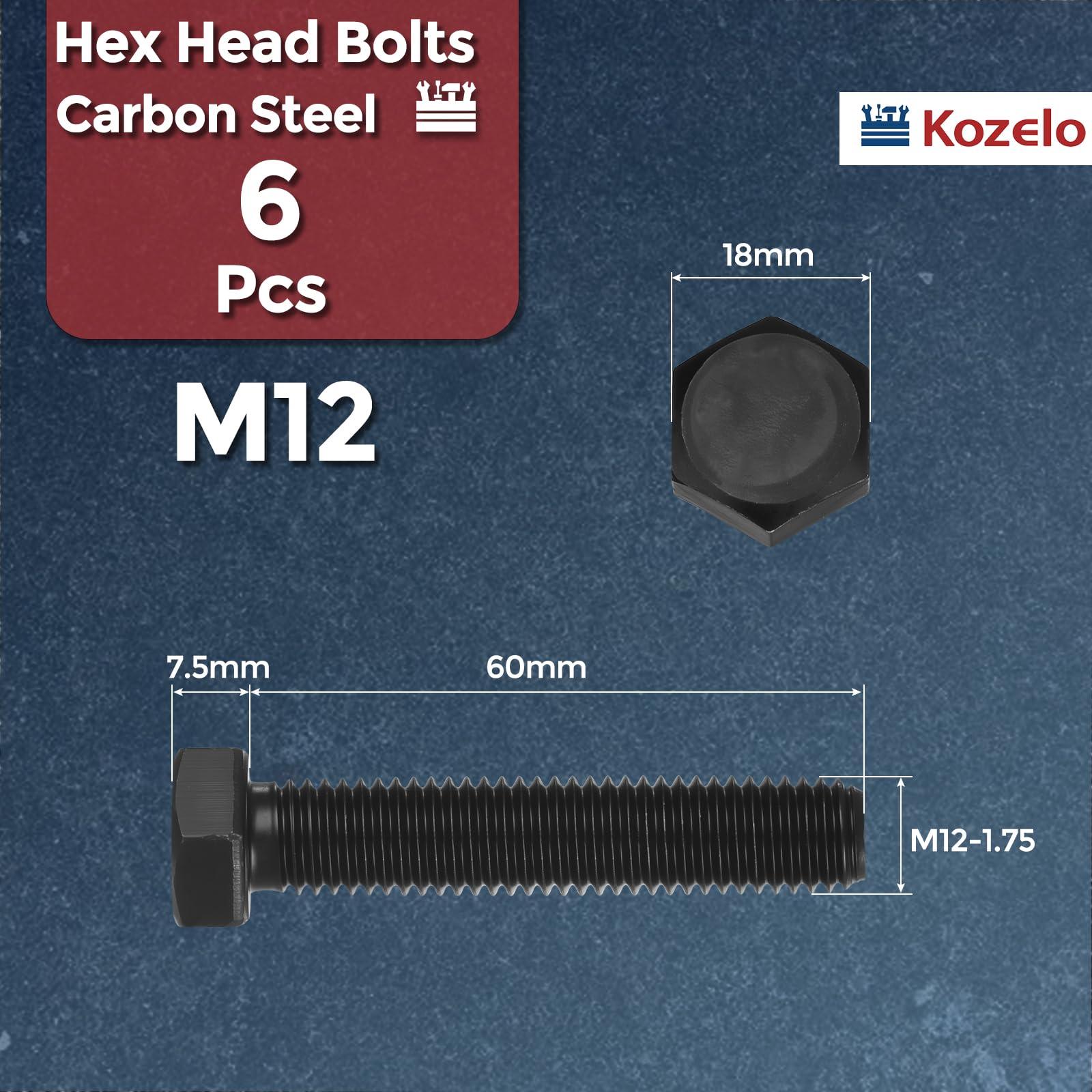 Kozelo 6 Pcs Hex Head Screws Bolts - Image 2
