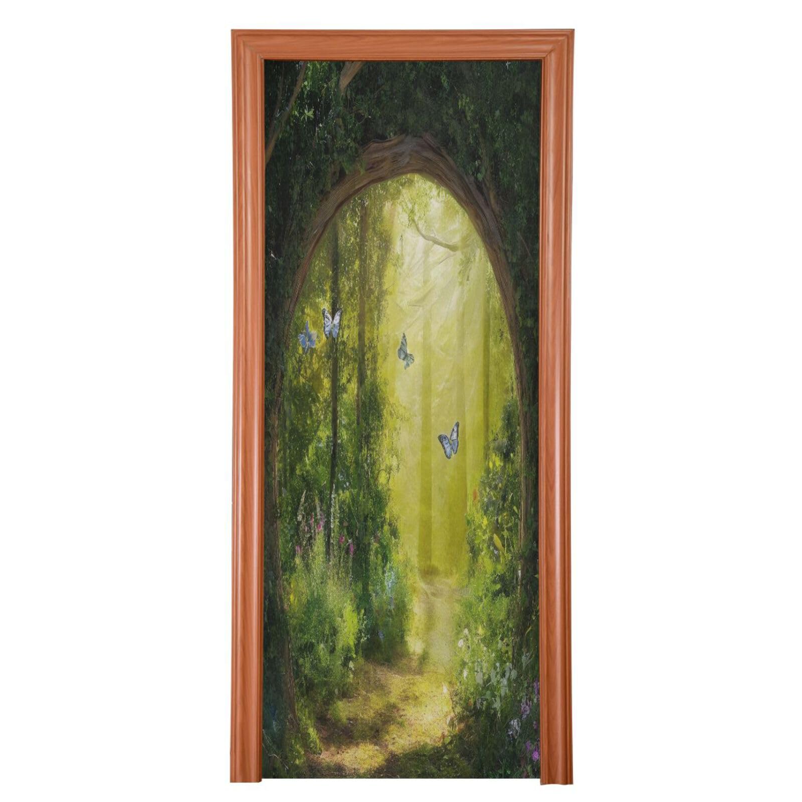 FLildon Nature Forest Scenic Door Cover Decoration, Party Accessory Porch Decor for Festive Ornament Room Door Covers 32 x 79 Inch