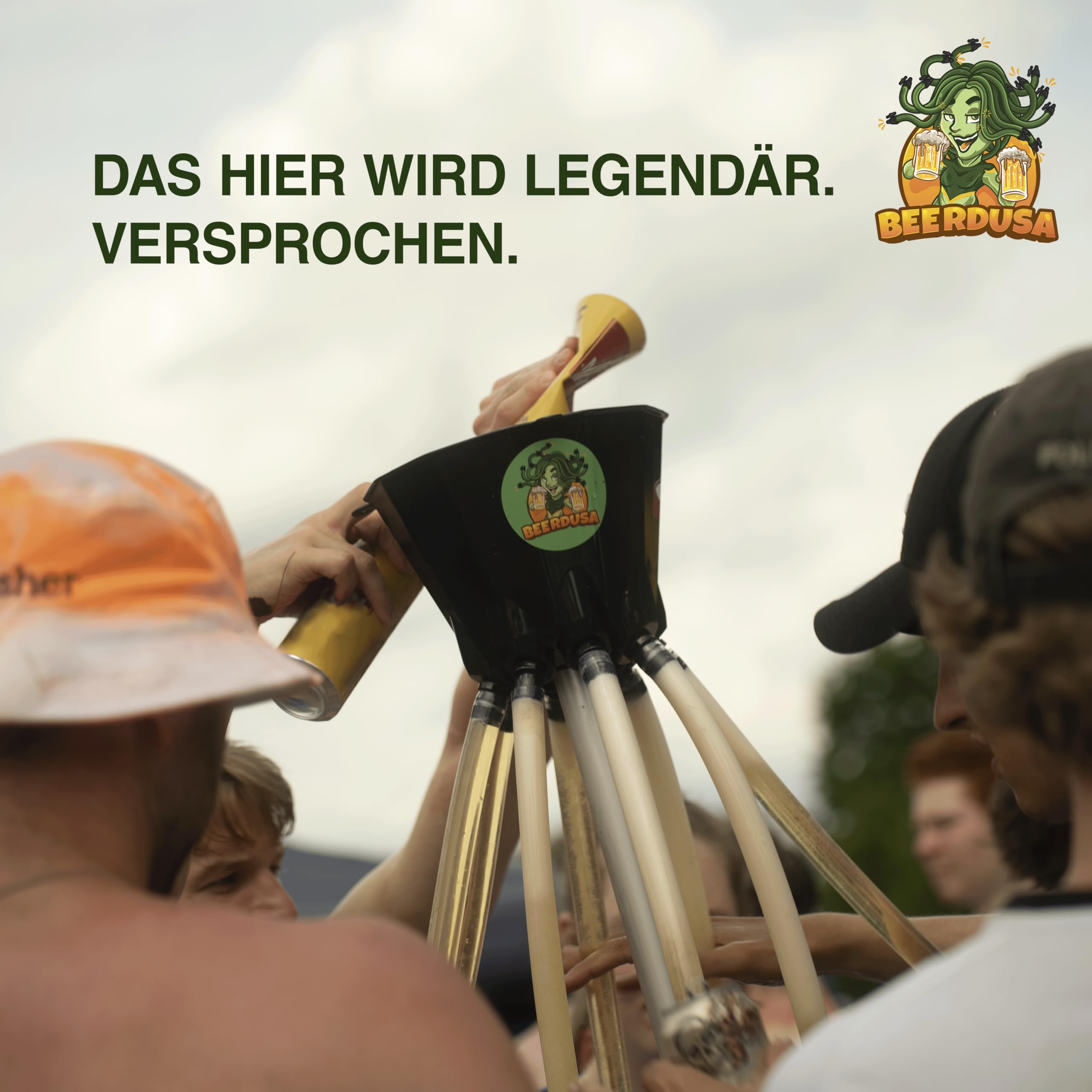 Bierbong Set 8er Biertrichter mit 8 Schläuchen, ca. 4,5L, Bier Trichter Saufen, Party Trinkspiel für Festival, Geburtstag und JGA