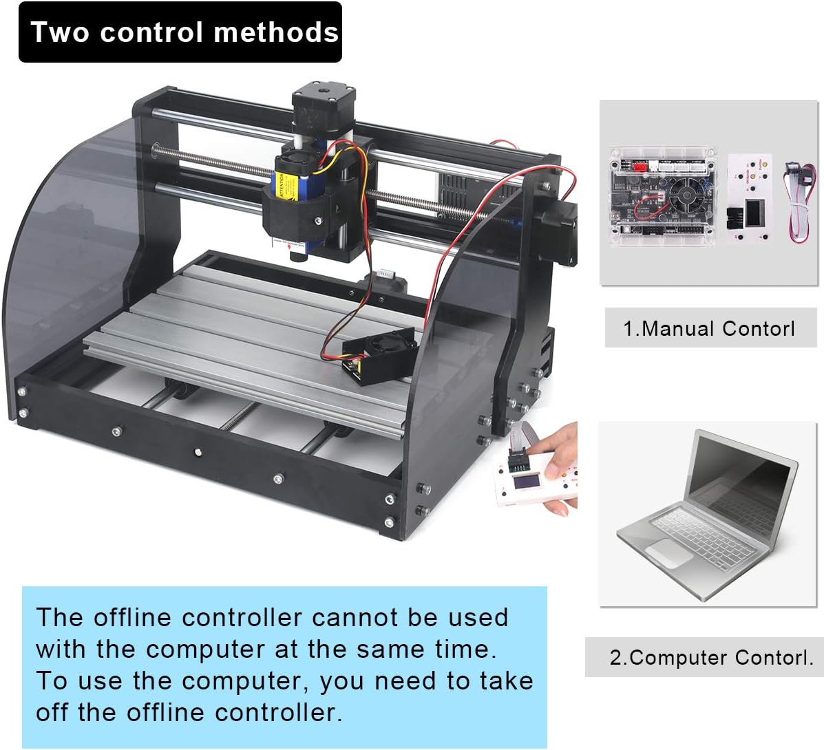 Exclusive Discount 70% Price MYSWEETY 2 in 1 7000mW CNC 3018Pro-M Engraver Machine, GRBL Control 3 Axis Mni DIY CNC Router with 7W Module Kit, Plastic Acrylic PCB PVC Wood Carving Milling Engraving Machine with Offline Controller