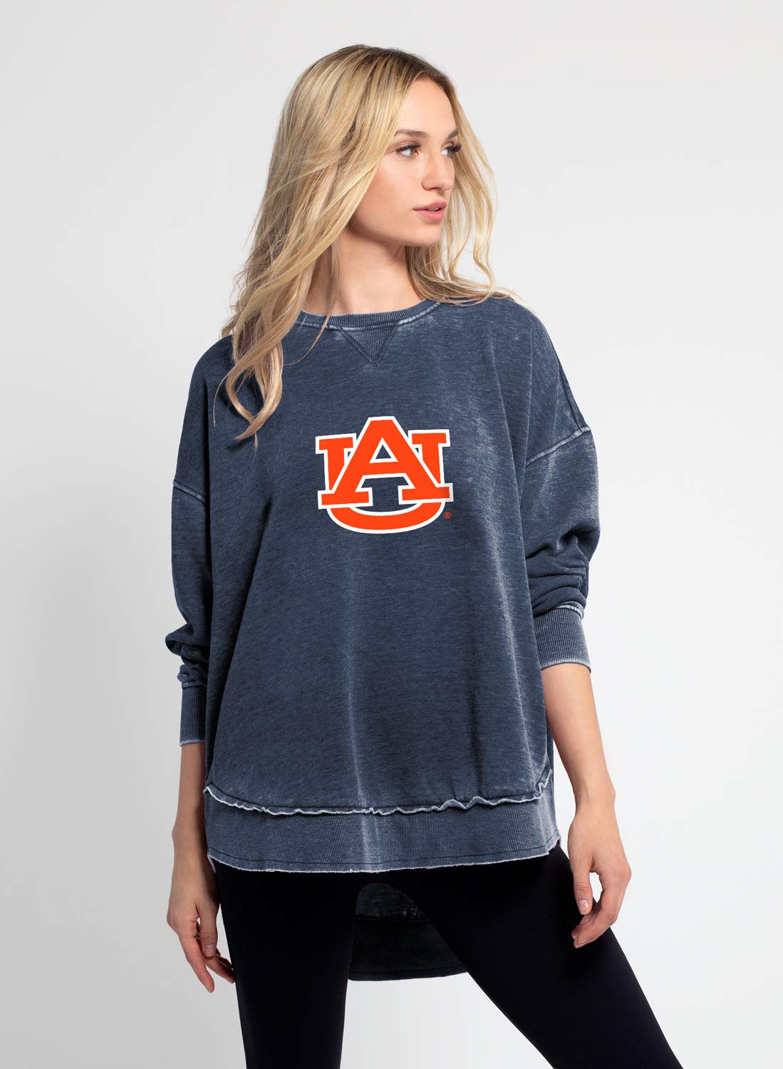 chicka-d NCAA Auburn Tigers Womens Burnout Campus Pullover, Ink, Medium