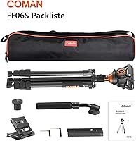 Vista 9 de COMAN Trípode de cámara con cabezal fluido, trípode compacto ligero para cámara con monopie desmontable aleación de aluminio y placa QR para cámara