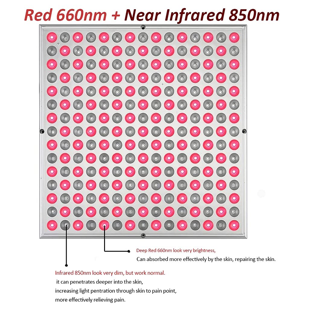 Panel de Terapia de Luz LED,Deep Red 660nm e Infrarrojo Cercano 850nm,Dispositivo de Terapia de Luz Roja para Energía,Dolor,Piel,Antienvejecimiento