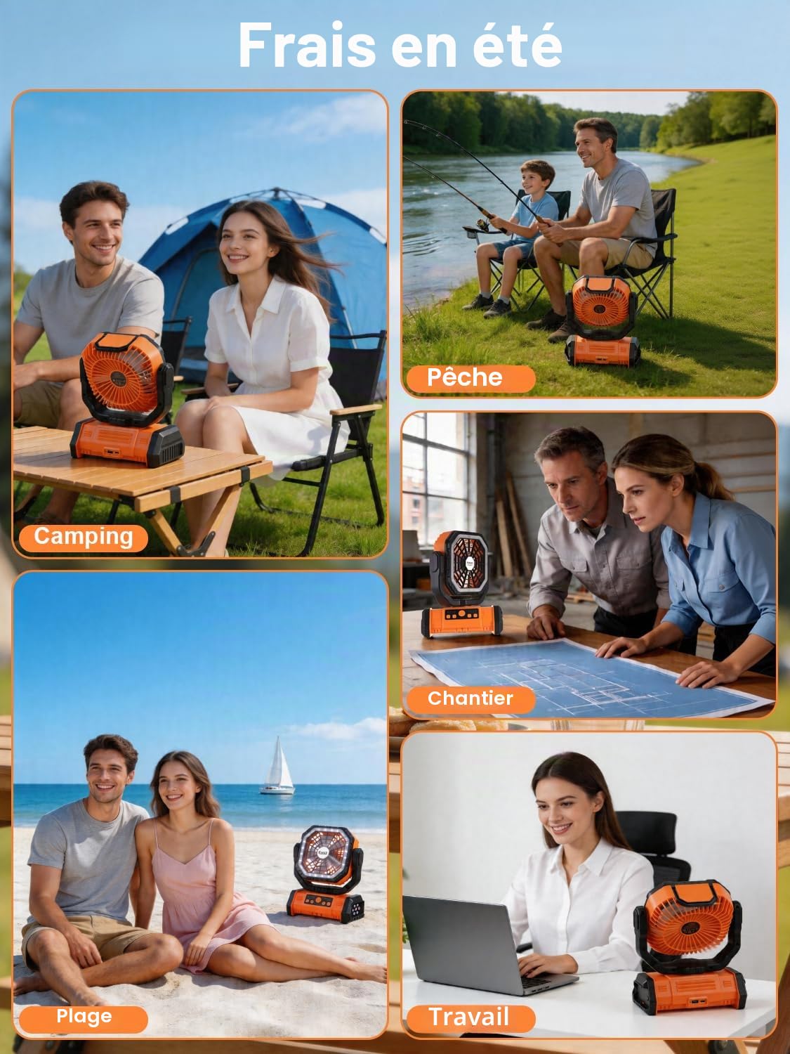 Kssvzz Ventilateur Camping 30000 mAh avec LED, Ventilateur Portable Rechargeable à 4 Vitesses avec Télécommande et Crochet, Ventilateur de Table USB avec Minuterie, Idéal pour Voyages,Barbecue, Pêche