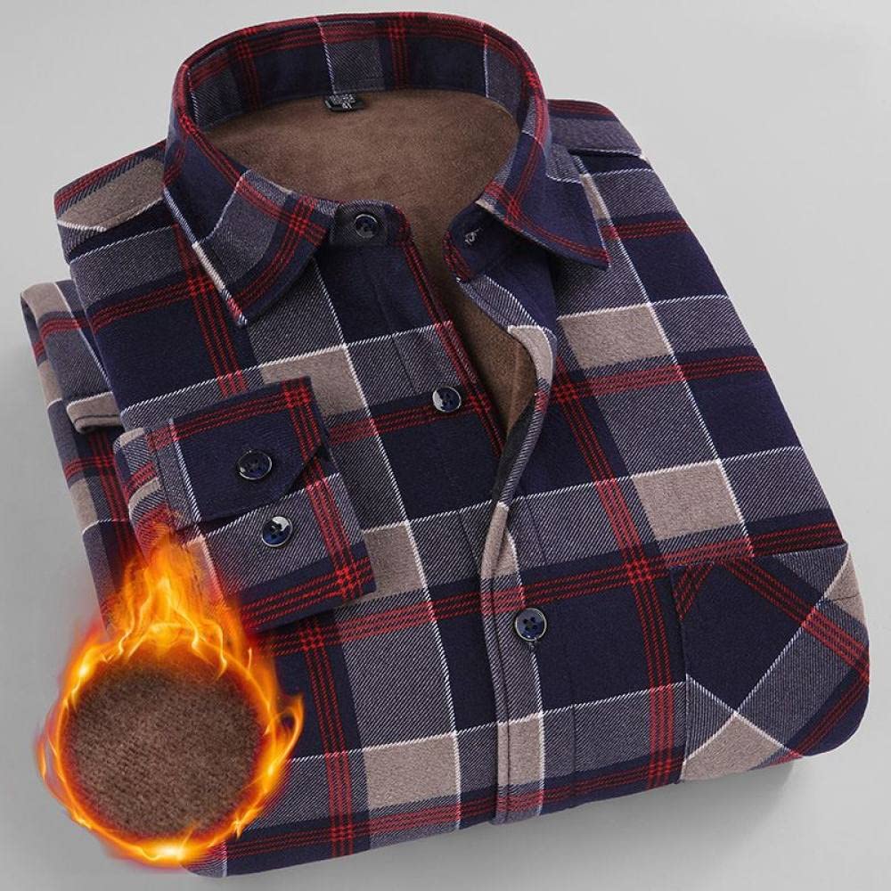 IIK Chemise Chaude pour Hommes,Chemise À Manches Longues en Coton pour Hommes
