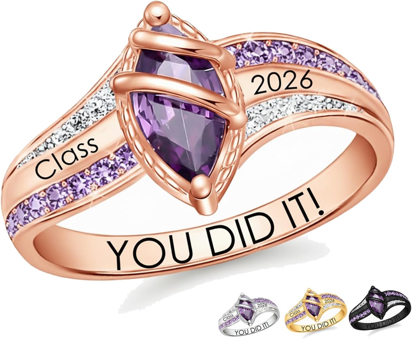 Seiyang Custom Class Ring 925 Sterling Silver 10k 14k 18k Anillos De Graduación Para Mujer Personalized 2026 2027 Class Rings for Women High School College Graduates Gifts for Women Her