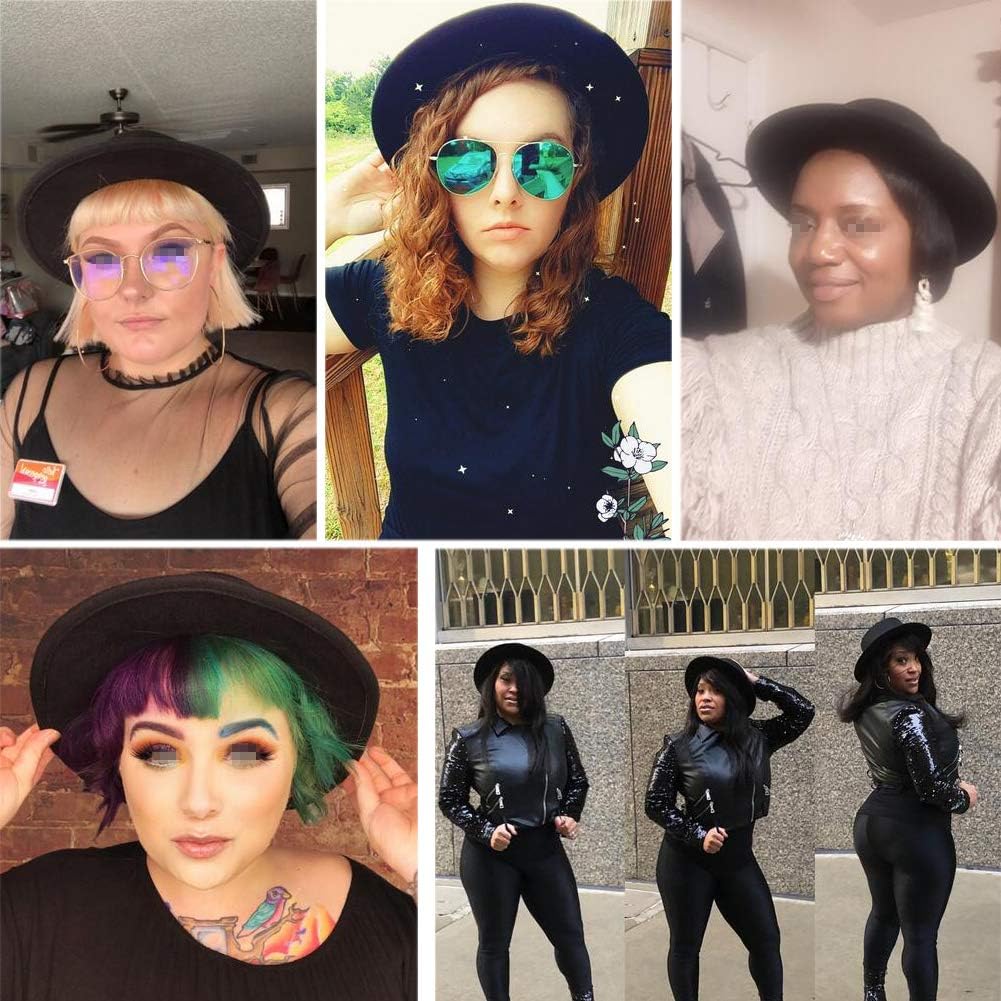 1PC Unisex Adult Fashion Classic Black Fedora Hat Large Wide Brim Flat Church Derby Cap Headwear Top Hat for Wedding Party Talent Show Performance - Image 7