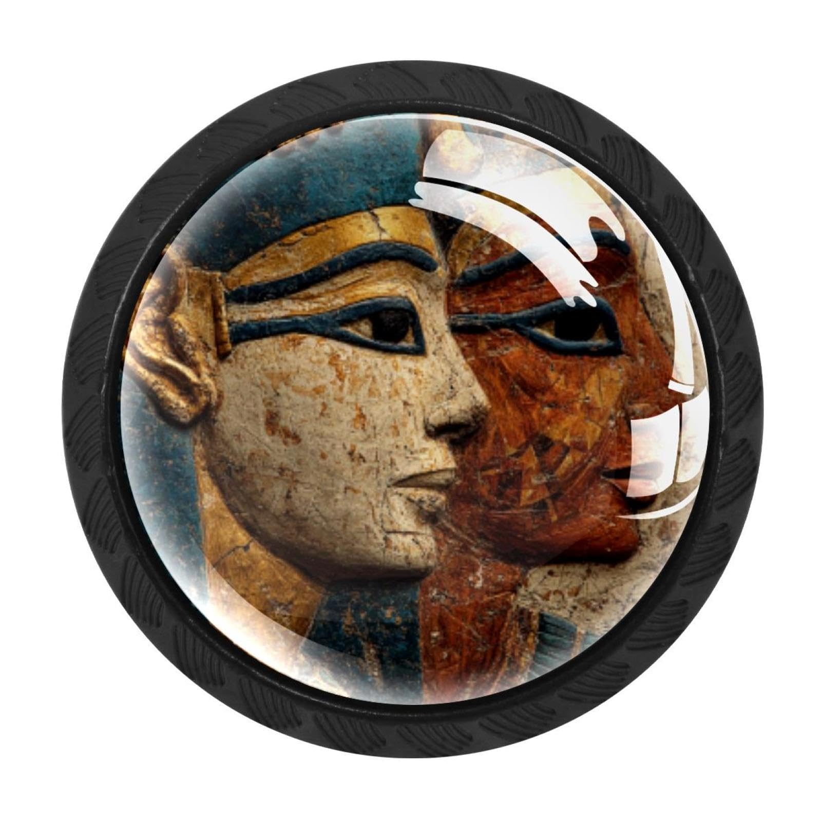 CHENZZZZ 4 Pieces Ancient Egypt Art Painting Retro (2) Kitchen Cabinet Knobs Drawer Knobs Dresser Knobs Black Knobs Drawer Pulls Dresser Drawer Handles Knobs for Dresser Drawers