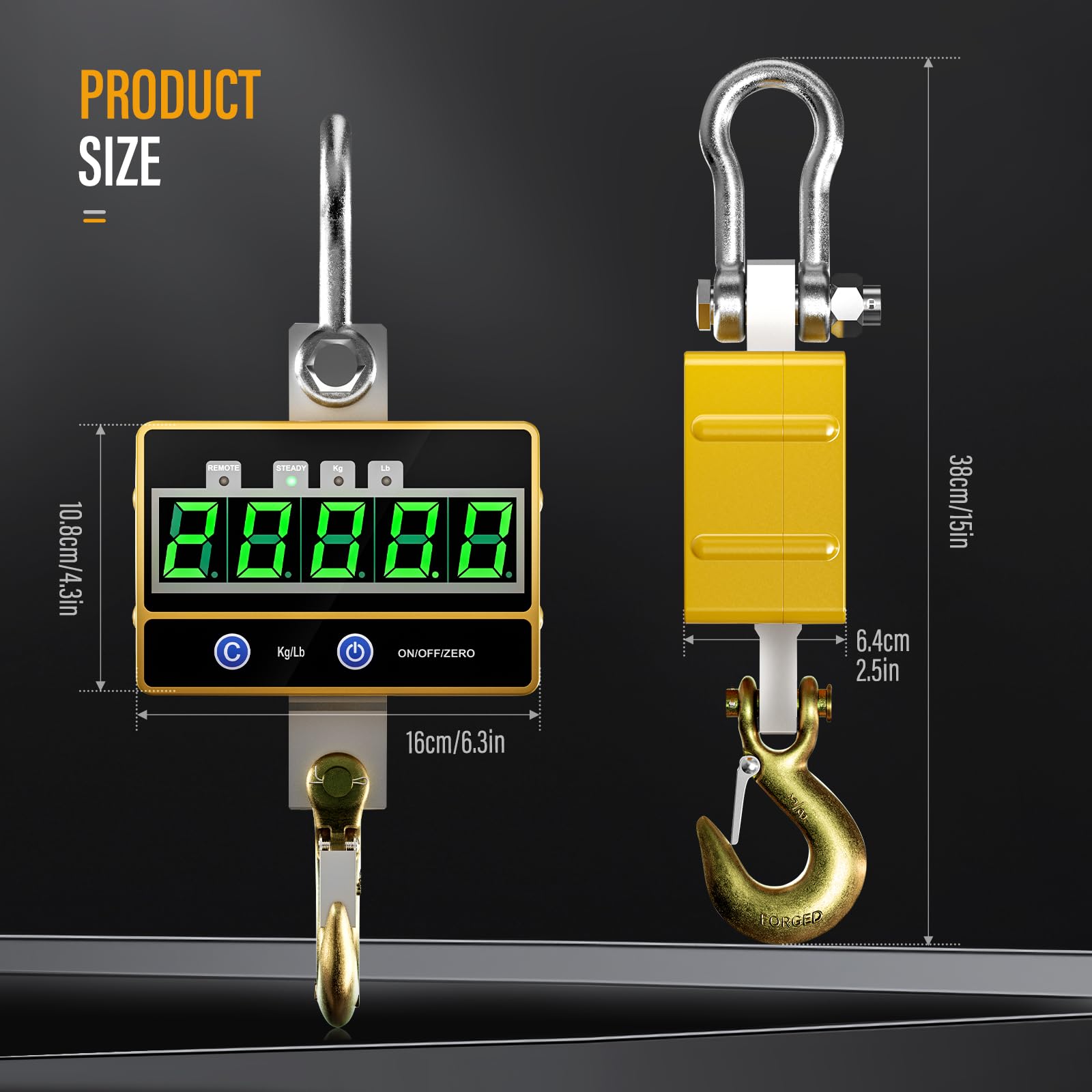 Báscula de Grúa 2T, Crane Scale Pantalla LED Báscula Colgante Industrial de Alta Precisión con Control Remoto para Maquinaria Industrial de Precisión Ganadera